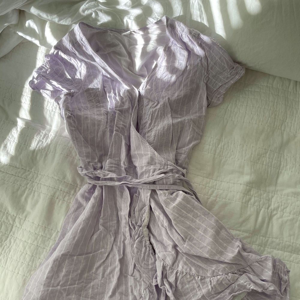 Gap Purple Striped Wrap Dress